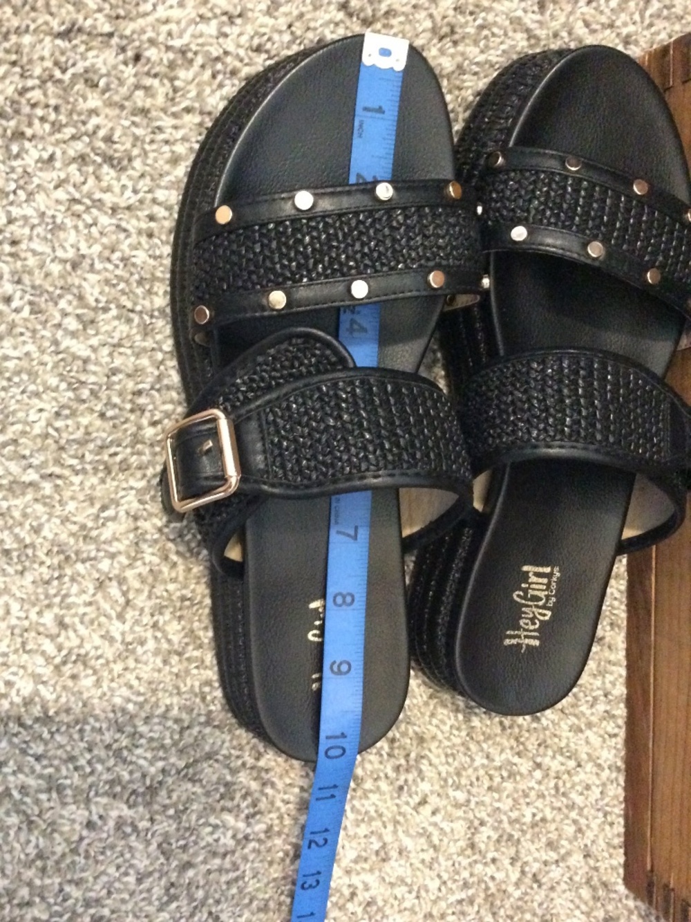 W's Walk Of Shame Sandals - 2 strap platform slides - Black w/ Gold - size  9 - Picture 11 of 11
